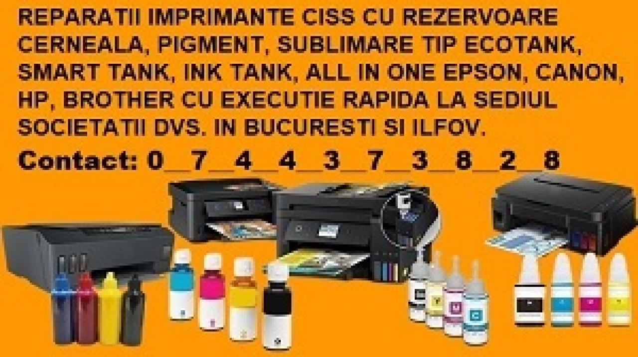Service reparatii imprimante rezervoare cerneala inkjet EcoTank CISS B