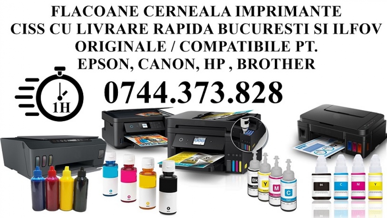Flacoane cerneala imprimante tip Epson, Canon, Hp, Brother livrare rap