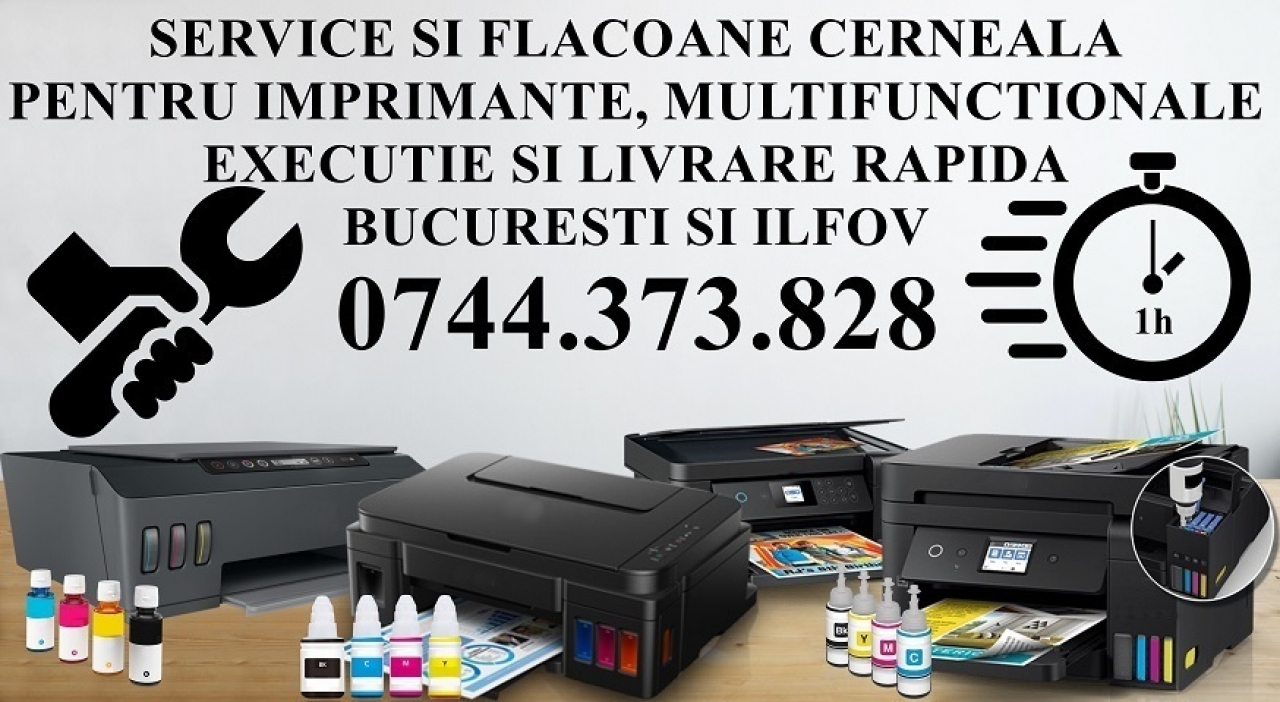 Service si flacoane imprimante cu rezervoare cerneala Epson, Hp, Canon