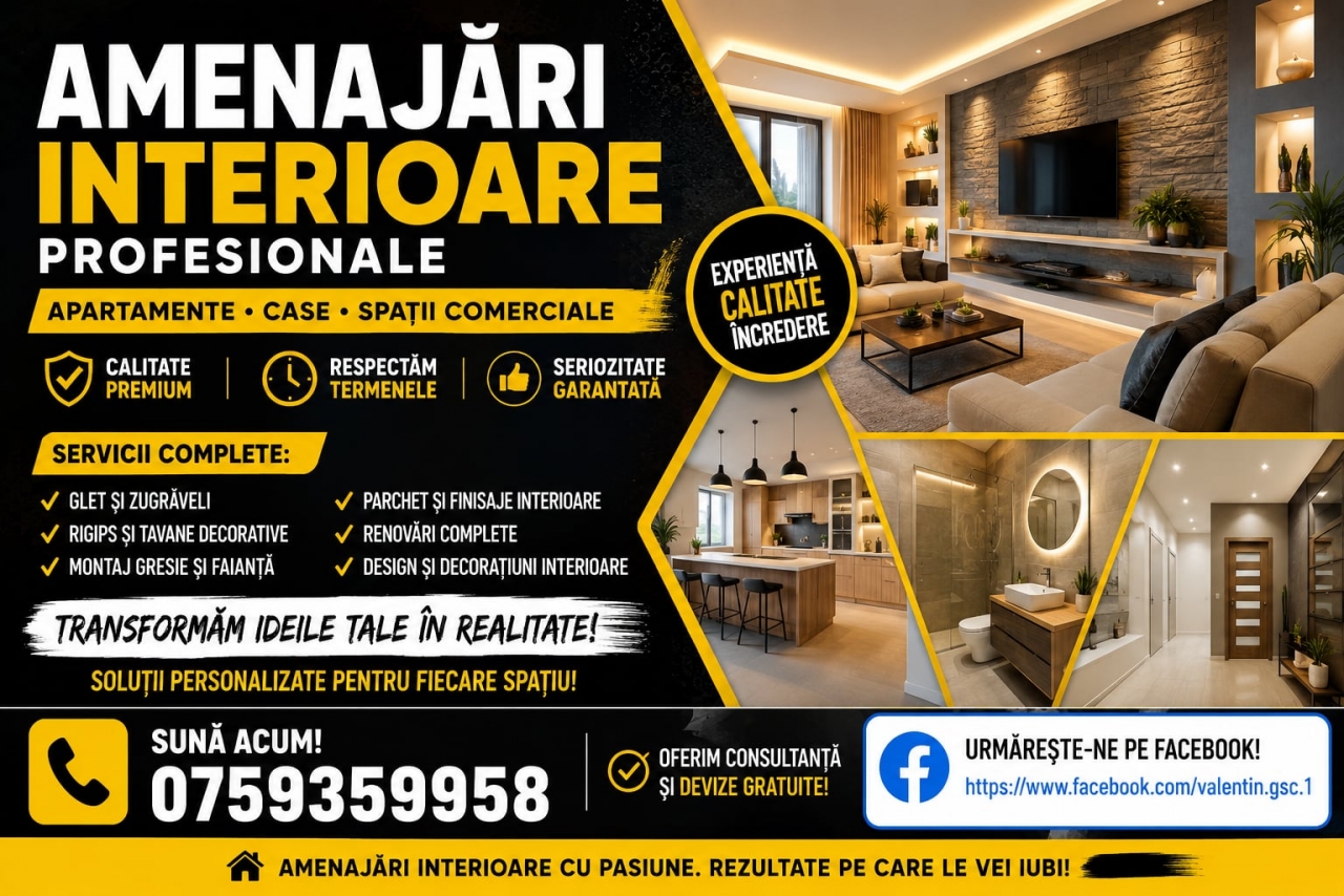 Amenajari interioare profesionale pentru apartamente