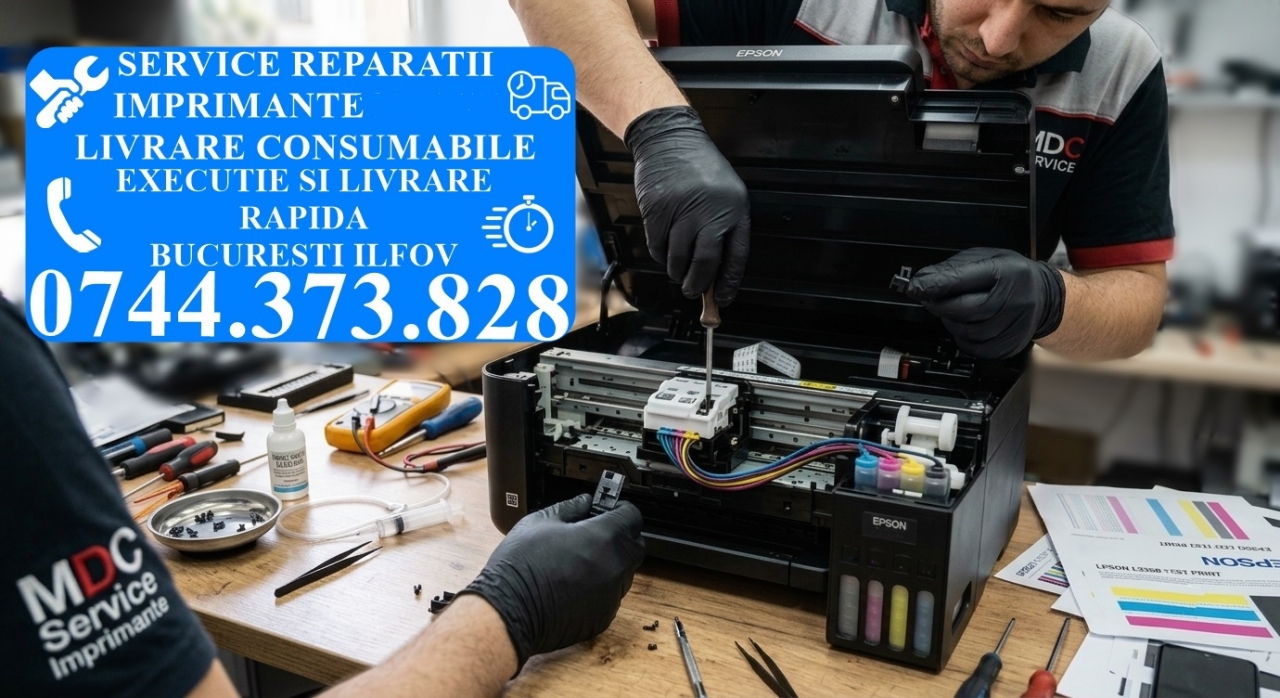 Mentenanta rapida imprimante Epson, Hp, Canon, Brother la sediul socie
